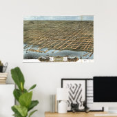 エリーペンシルバニア1870アンティークパノラママップ ポスター (ホームオフィス)