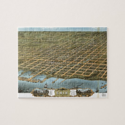 エリーペンシルバニア1870年鳥瞰的な眺めの市 ジグソーパズル (横)