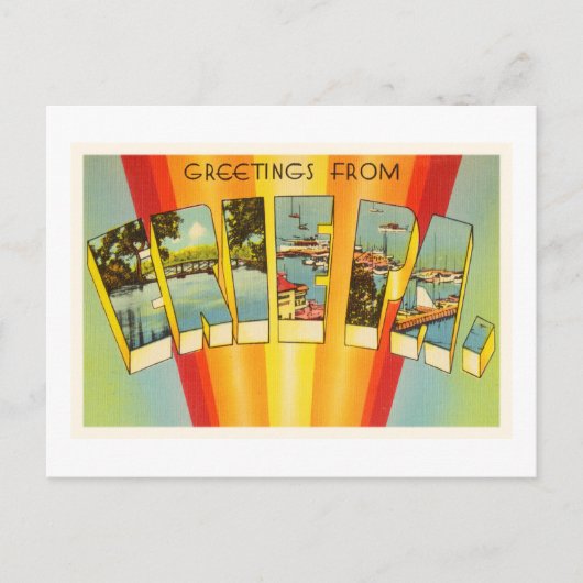 エリーペンシルバニアPAオールドヴィンテージ旅行記念品 ポストカード (正面)