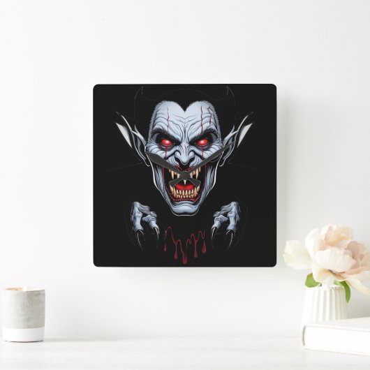 エリーヴァンパイア顔ウォールクロック スクエア壁時計 (ホーム)