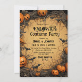 エリーヴィンテージジャックオランタンこうもりハロウィーンの衣装 招待状 (正面)