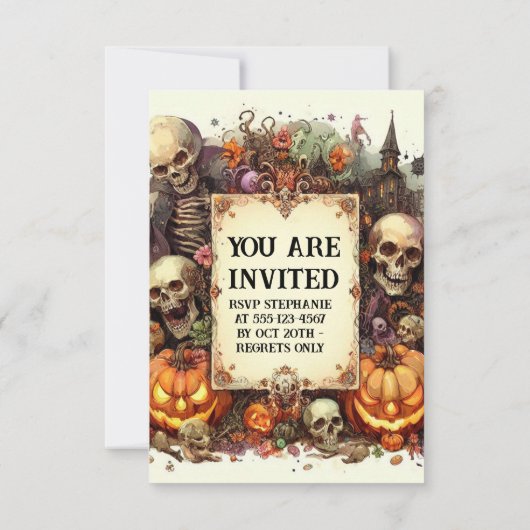 エリー夕べ招待状:パーソナライズされたハローウィンパーティ 招待状 (裏面)
