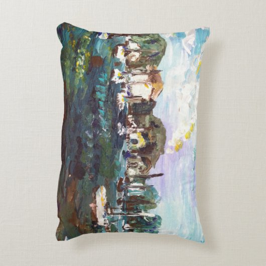 エリー湖のエリー島の絵画#2枕 アクセントクッション (裏面(縦))