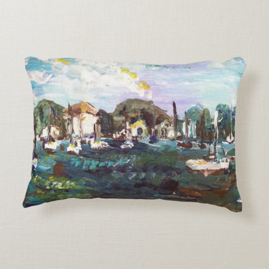 エリー湖のエリー島の絵画#2枕 アクセントクッション (裏面)