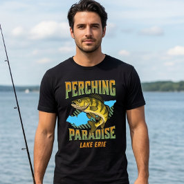 エリー湖のパーチフィッシングパラダイス パーチ釣り師 Tシャツ