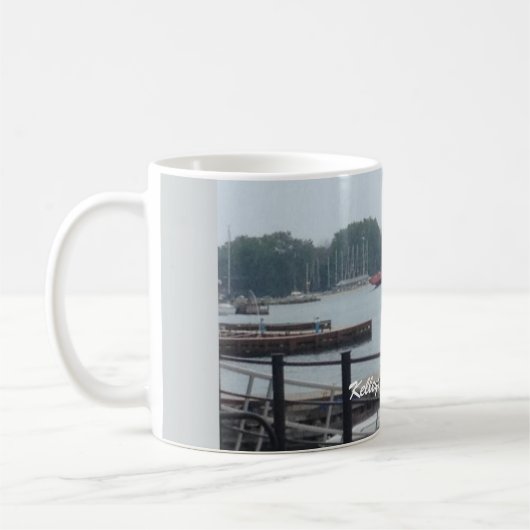 エリー湖の写真のマグのKelleyの島、オハイオ州フェリー コーヒーマグカップ (左)