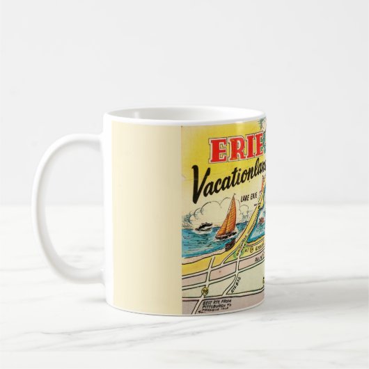 エリー湖の地図マグカップ コーヒーマグカップ (左)