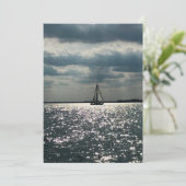 エリー湖の帆船写真ノートカード サンキューカード (スタンド正面)