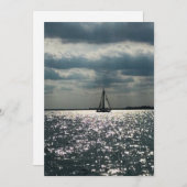 エリー湖の帆船写真ノートカード サンキューカード (正面/裏面)