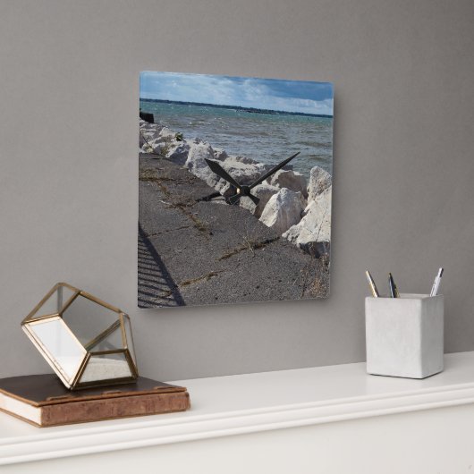 エリー湖の色の分離 スクエア壁時計 (オフィス)