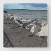 エリー湖の色の分離 スクエア壁時計 (正面)