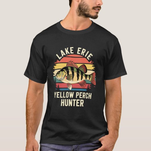 エリー湖イエローパーチ狩猟フィッシング Tシャツ (正面)