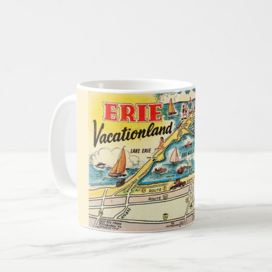 エリー湖地図マグカップ コーヒーマグカップ (正面左)
