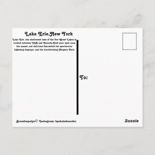 エリー湖 ポストカード (裏面)