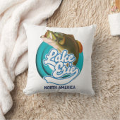 エリー湖 北米 フィッシング ロゴ クッション (ブランケット)