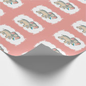 エリー・エレファントとブルーバードオンピンク ラッピングペーパー (角)