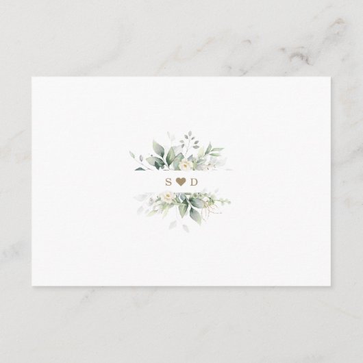 エリー・グリーン・ホワイト・ローズ結婚・金ゴールドの贈与願い エンクロージャーカード (裏面)