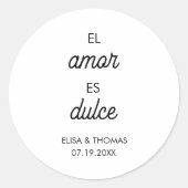 エルアモールエスデュルスミニマリストウェディングパーティーの好意 ラウンドシール (正面)