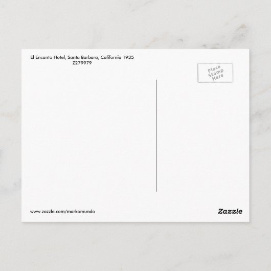 エルエンカントホテルサンタバーバラCAヴィンテージ ポストカード (裏面)
