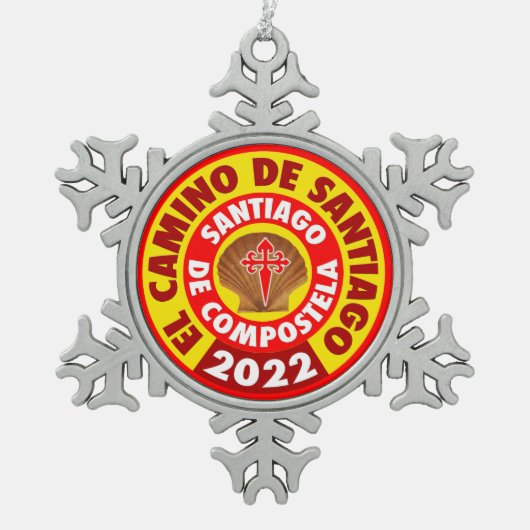 エルカミーノデサンティアゴ2022 スノーフレークピューターオーナメント (正面)