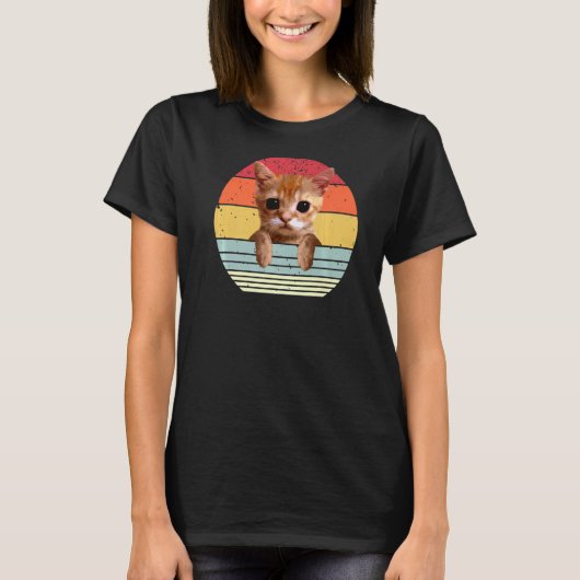 エルガトミームかわいい悲しい泣き叫び猫ヴィンテージ悩み Tシャツ (正面)