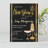 エルガンテブラックモダン金ゴールド新年パーティー 招待状 (スタンド正面)