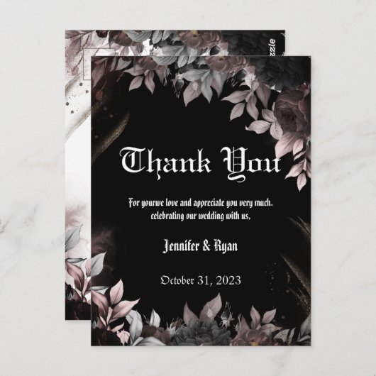 エルガントゴシックBurgundy赤と黒のフローラ ポストカード (正面/裏面)