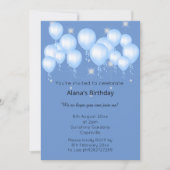 エルガントネイビーモダン春バルーンスパークル 招待状 (正面)