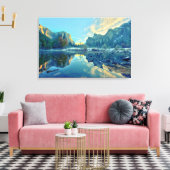 エルキャピタンと三人兄弟リフレクション キャンバスプリント (インサイチュ (リビング))