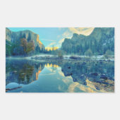 エルキャピタンと三人兄弟リフレクション 長方形シール (正面)