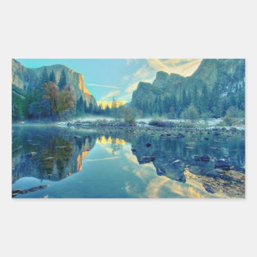 エルキャピタンと三人兄弟リフレクション 長方形シール (正面)