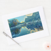 エルキャピタンと三人兄弟リフレクション 長方形シール (封筒)