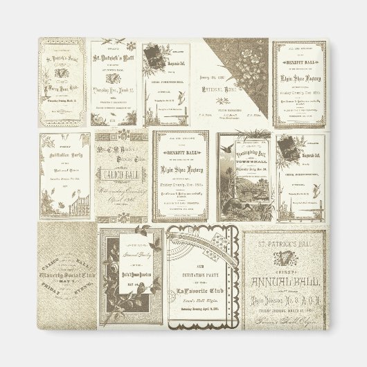 エルギンイリノイ1880ズクラブ招待状セピア紙 マグネット (正面)