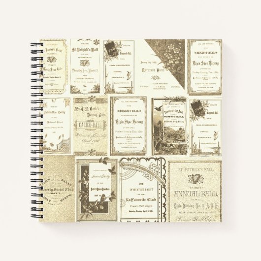 エルギンイリノイ1880年代セピアクラブ招待状パーティー ノートブック (正面)