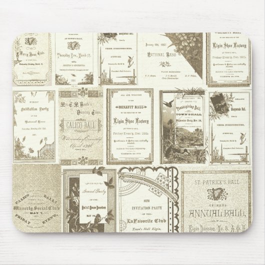 エルギンイリノイ1880年代セピアクラブ招待状パーティー マウスパッド (正面)