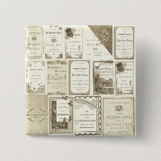 エルギンイリノイ1880年代セピアクラブ招待状パーティー 缶バッジ (正面)