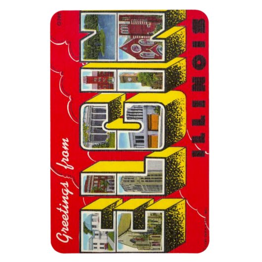 エルギンイリノイILラージレターはがきマグネット!!! マグネット (縦)