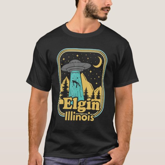 エルギンイリノイUfoエイリアンハンター80s州のプライド Tシャツ (正面)