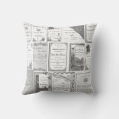 エルギン・イリノイ1880年代の白黒招待状 クッション (裏面)