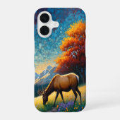 エルクがいる山の牧草地 iPhone 16ケース (裏面)