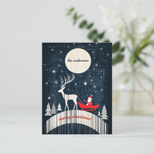 エルクが引き寄せるカスタマイズ可能なサンタ シーズンポストカード (スタンド正面)