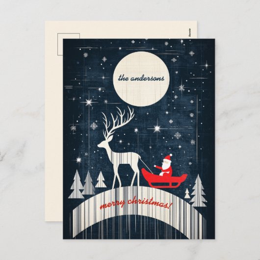 エルクが引き寄せるカスタマイズ可能なサンタ シーズンポストカード (正面/裏面)