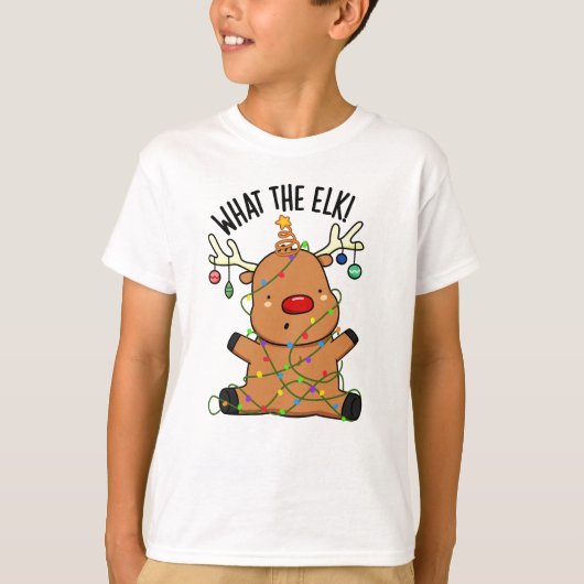 エルクって何だっけ 面白い動物のダジャレ Tシャツ (正面)
