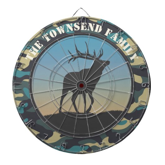エルクと迷彩柄 ダーツボード (正面)