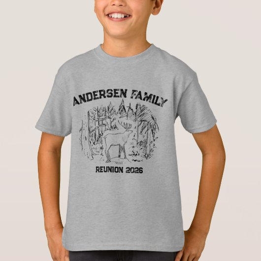 エルクの森イラスト オーダーメイド家族再会 Tシャツ (正面)