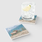 エルクの牛のブグ ストーンコースター (横)