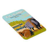 エルクアイランドナショナルパークカナダビソンヴィンテージ マグネット (右側)