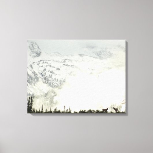 エルクアットグランドテトン国立公園写真 キャンバスプリント (正面)