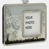 エルクアットグランドテトン国立公園写真 シルバープレートフレームオーナメント (右)
