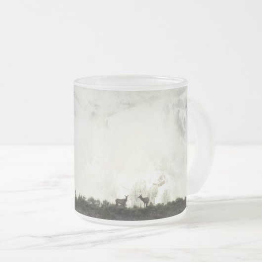 エルクアットグランドテトン国立公園写真 フロストグラスマグカップ (正面右)